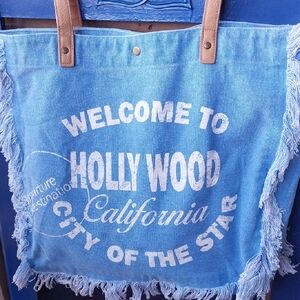 Vintage Blue Fringe Tote Bag